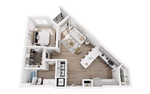 Floor plan for 1 bed, 1 bath, 804 sqft
